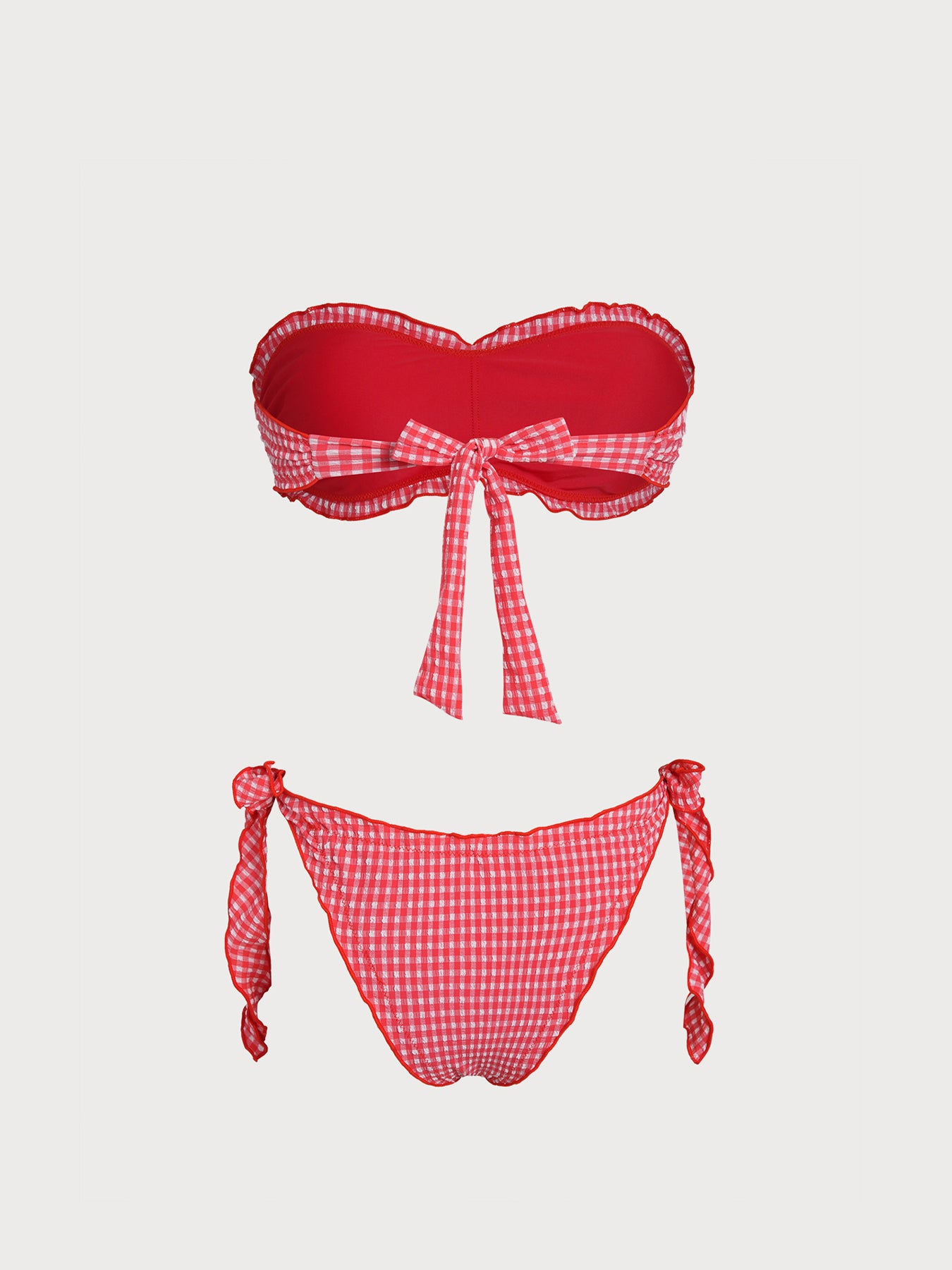 Women's Knitted Polyester Plaid Print Bikini Set Bikinis - SAMIOLSWIM