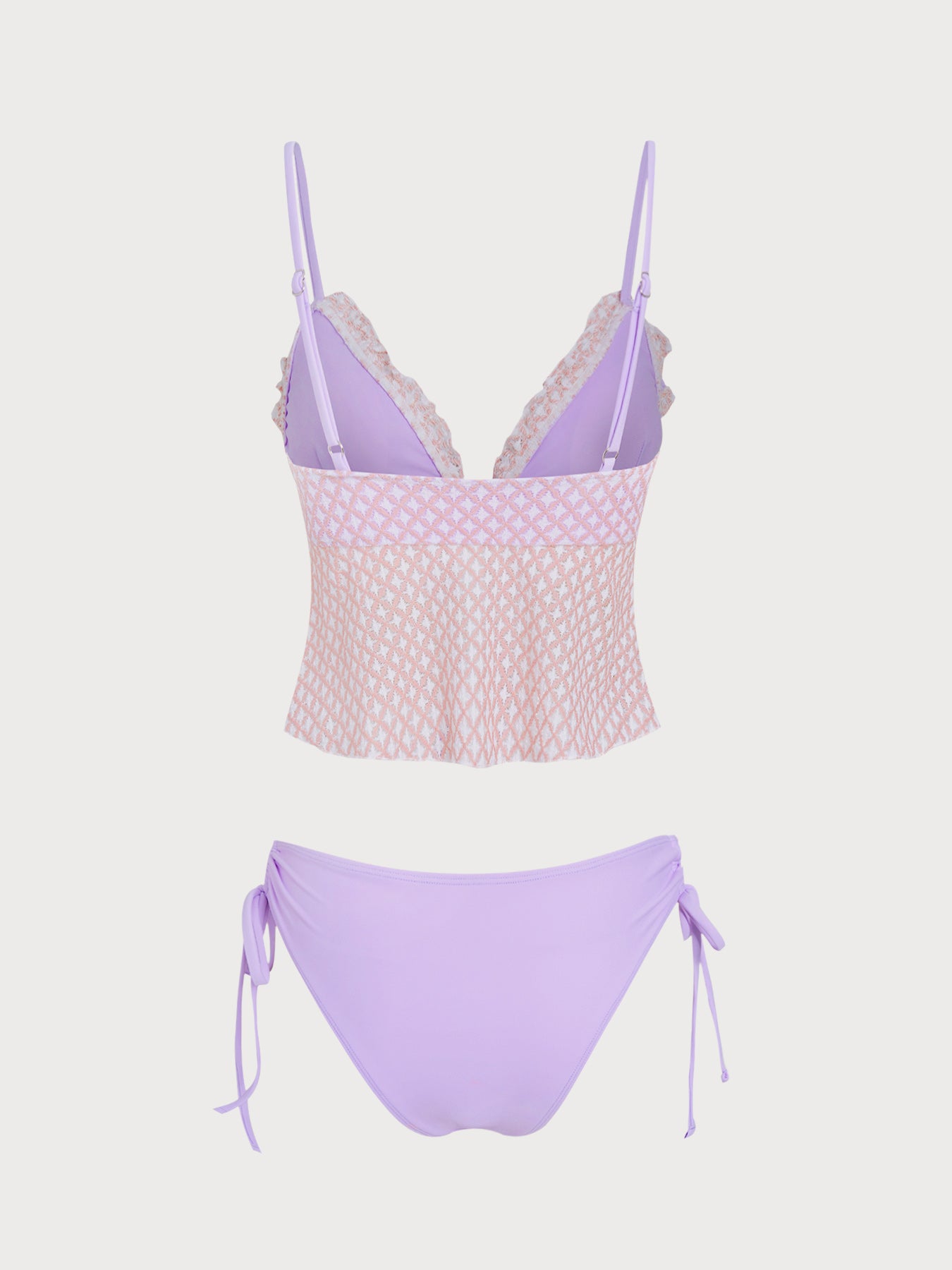 Women's Knitted Polyester Plaid Tankini Suit Tankinis - SAMIOLSWIM