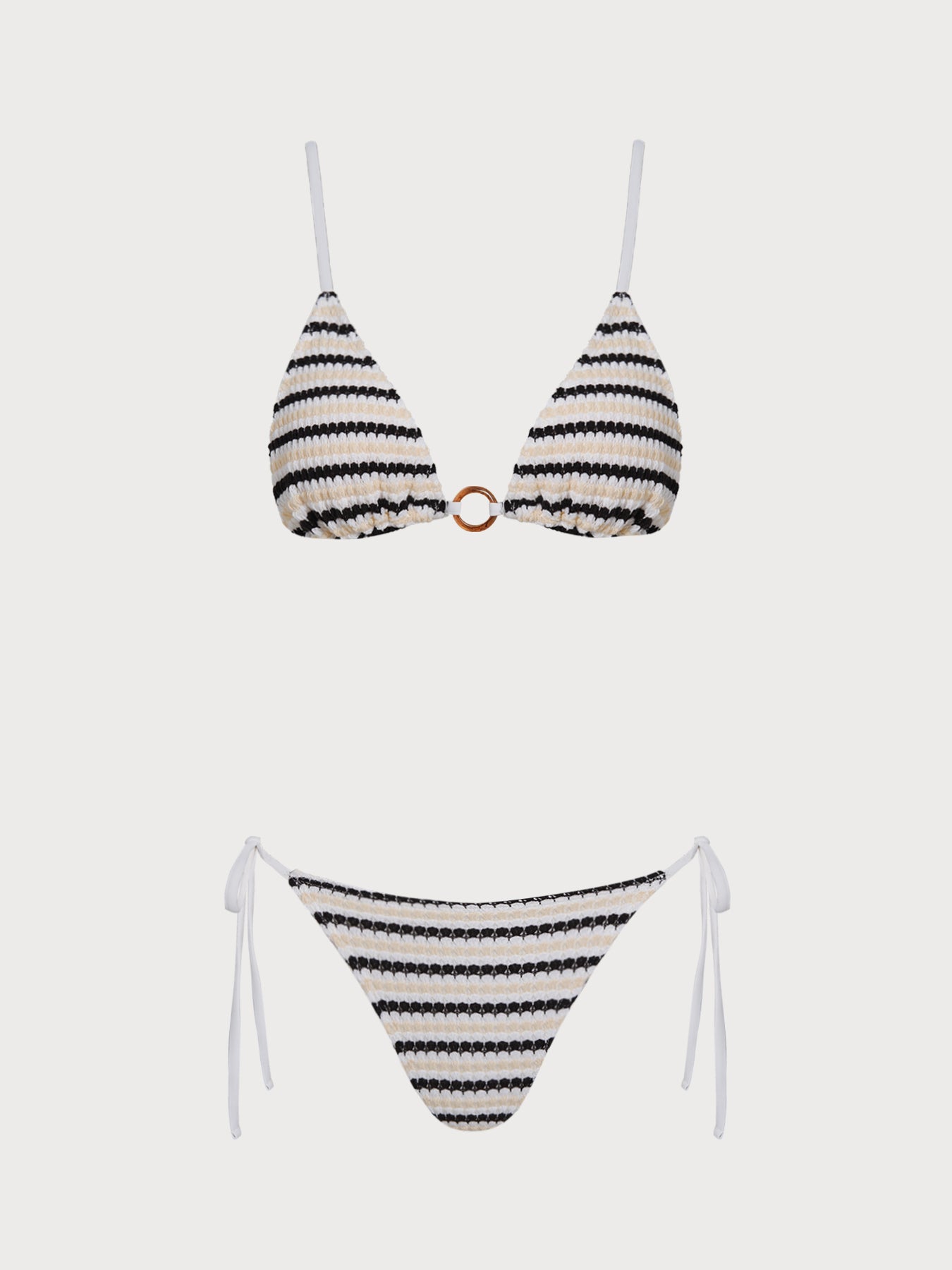 Women's Knitted Polyester Retro Striped Bikini Set Multi Bikinis - SAMIOLSWIM