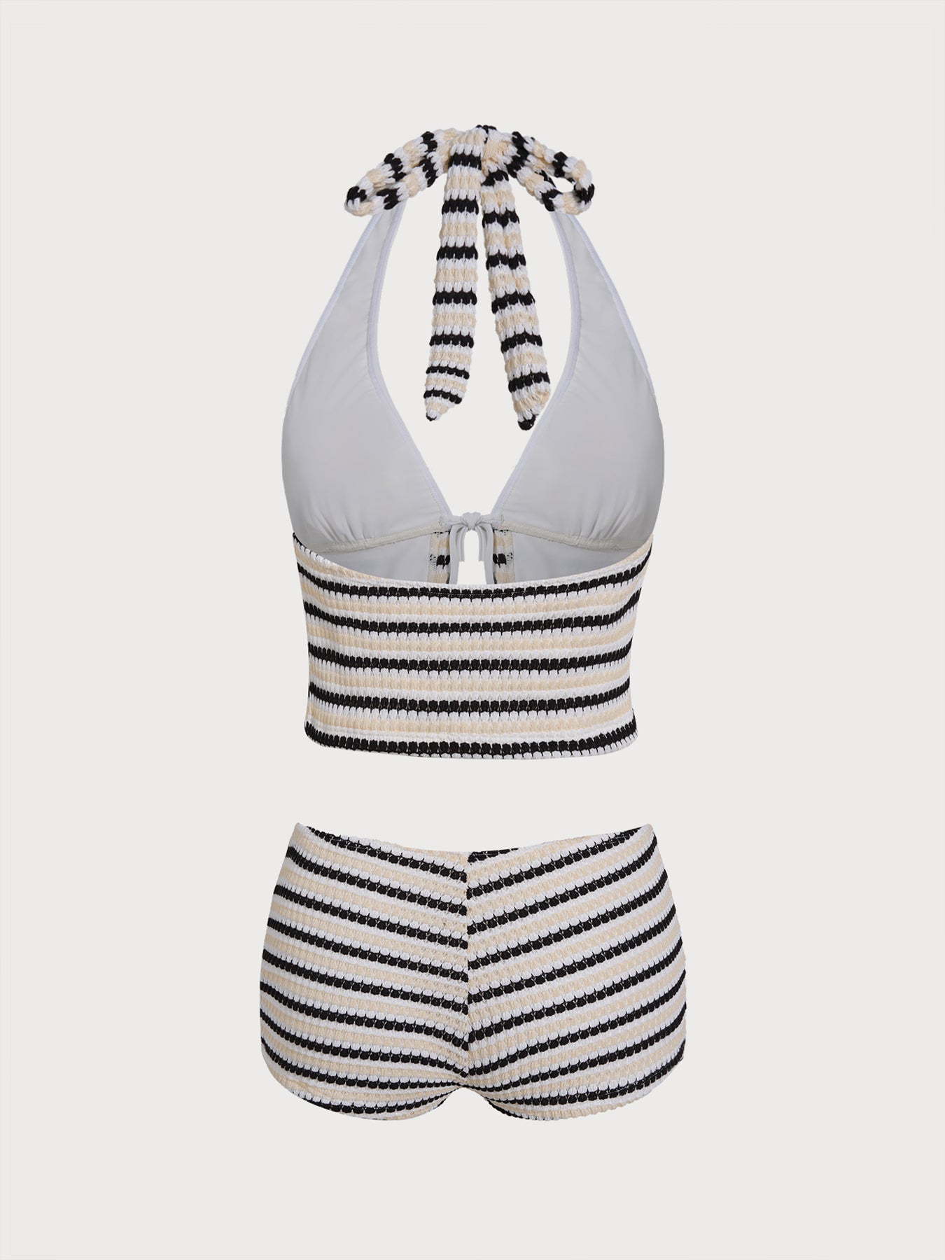 Women's Knitted Polyester Retro Striped Tankini Set Tankinis - SAMIOLSWIM