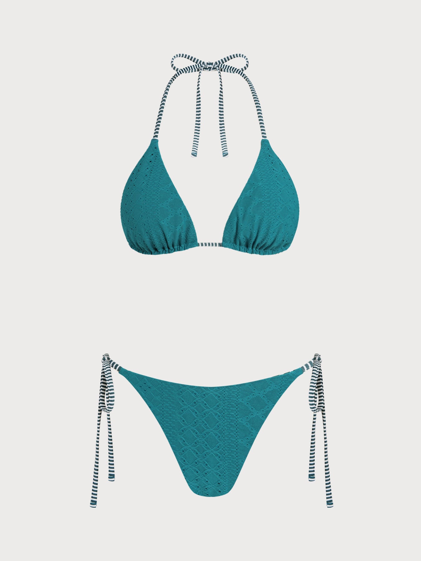 Women's Knitted Polyester Reversible Bikini Set Green Bikinis - SAMIOLSWIM