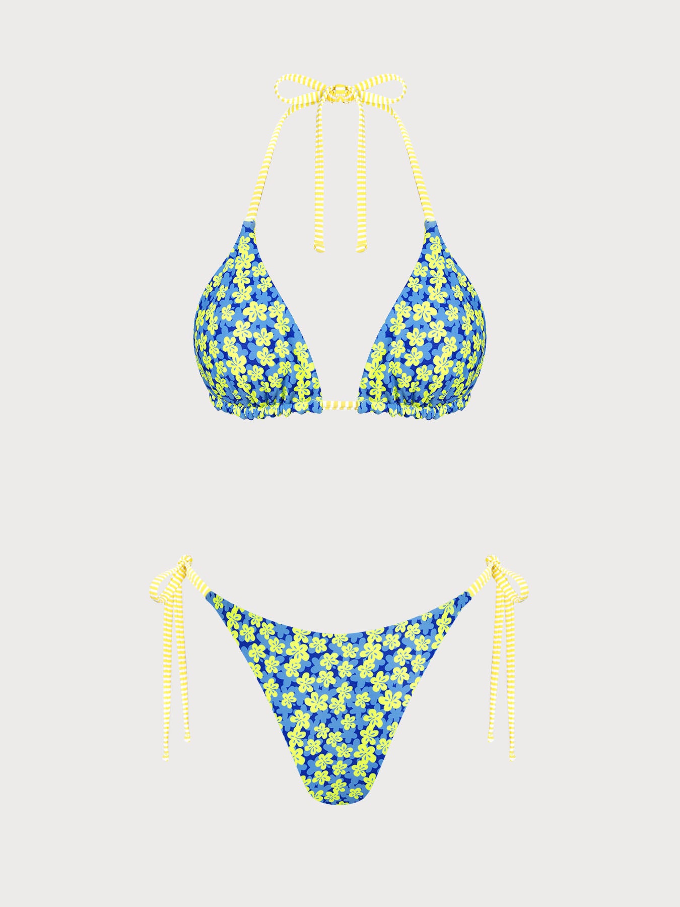 Women's Knitted Polyester Reversible Floral Print Bikini Set Bikinis - SAMIOLSWIM