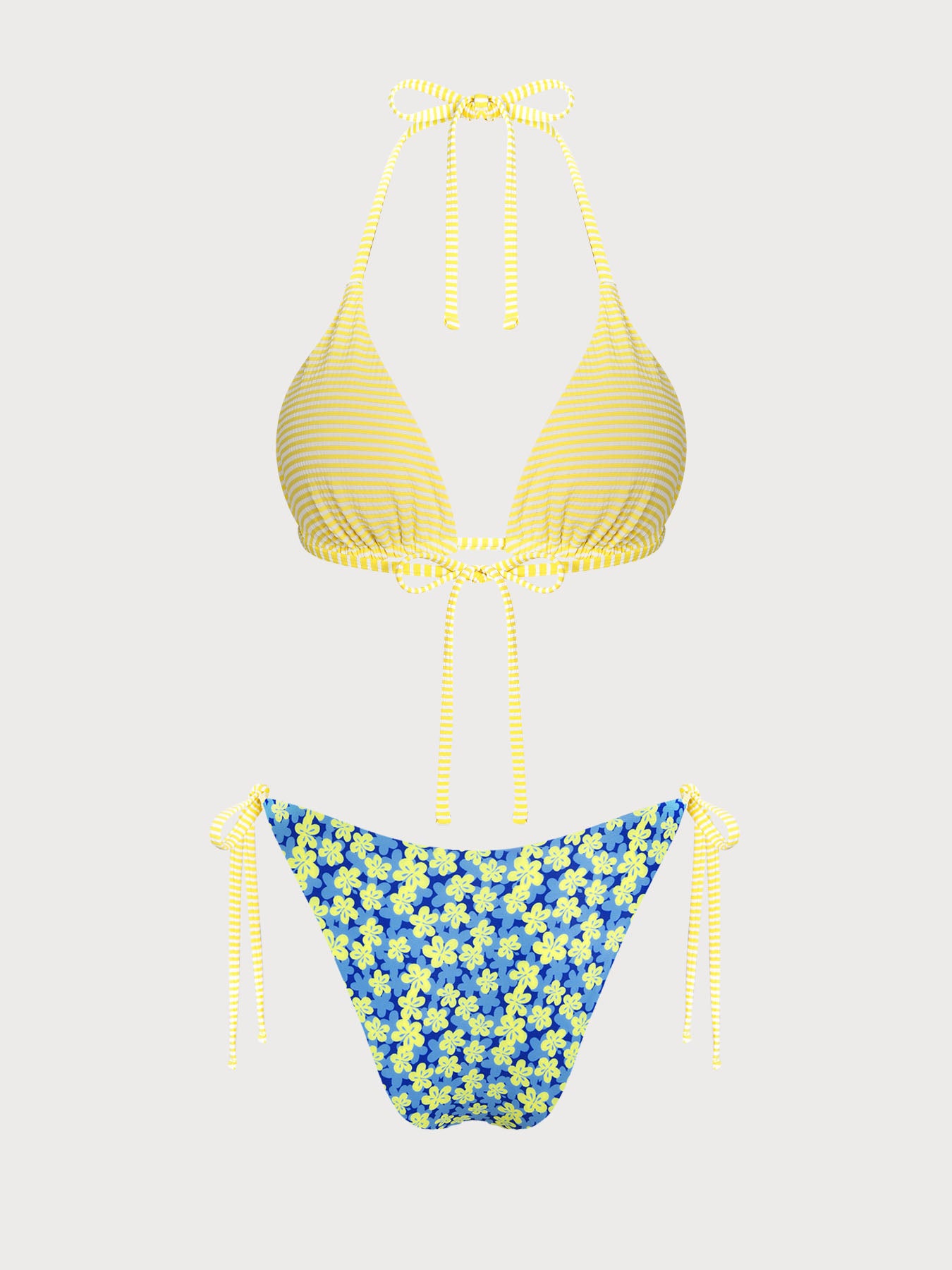 Women's Knitted Polyester Reversible Floral Print Bikini Set Bikinis - SAMIOLSWIM