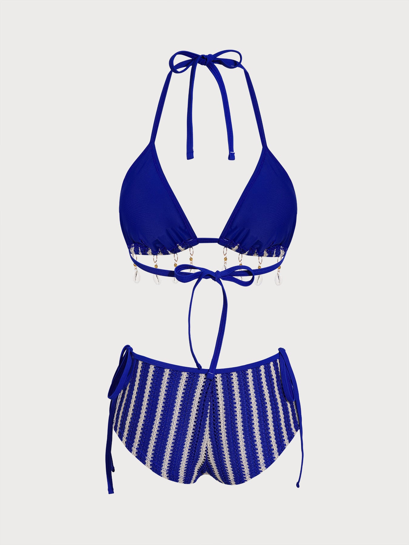 Women's Knitted Polyester Striped Bikini Set Bikinis - SAMIOLSWIM