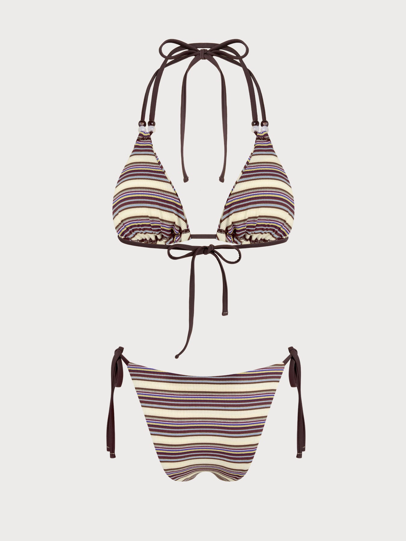 Women's Knitted Polyester Striped Bikini Set Bikinis - SAMIOLSWIM