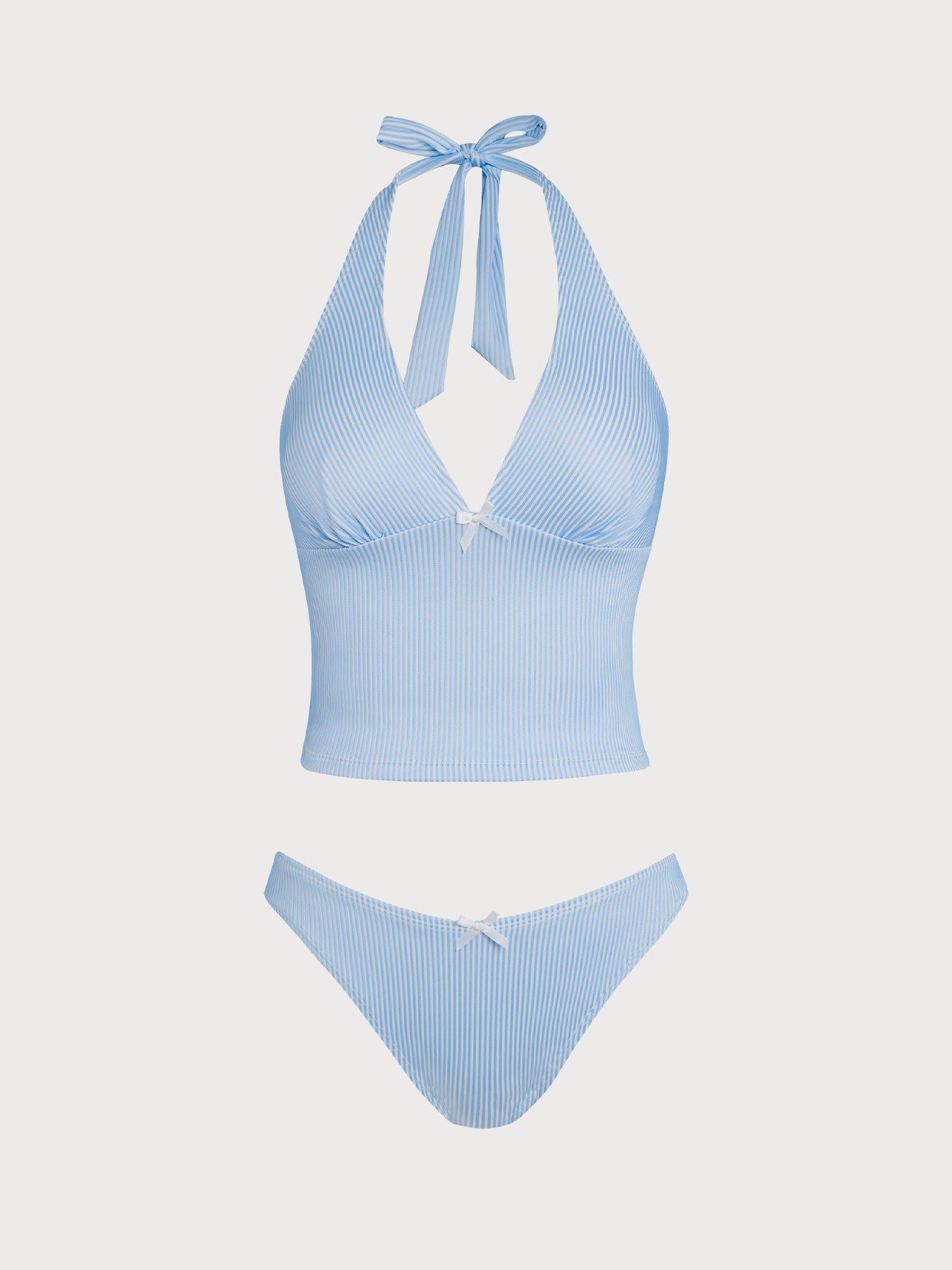 Women's Knitted Polyester Striped Tankini Suit Tankinis - SAMIOLSWIM