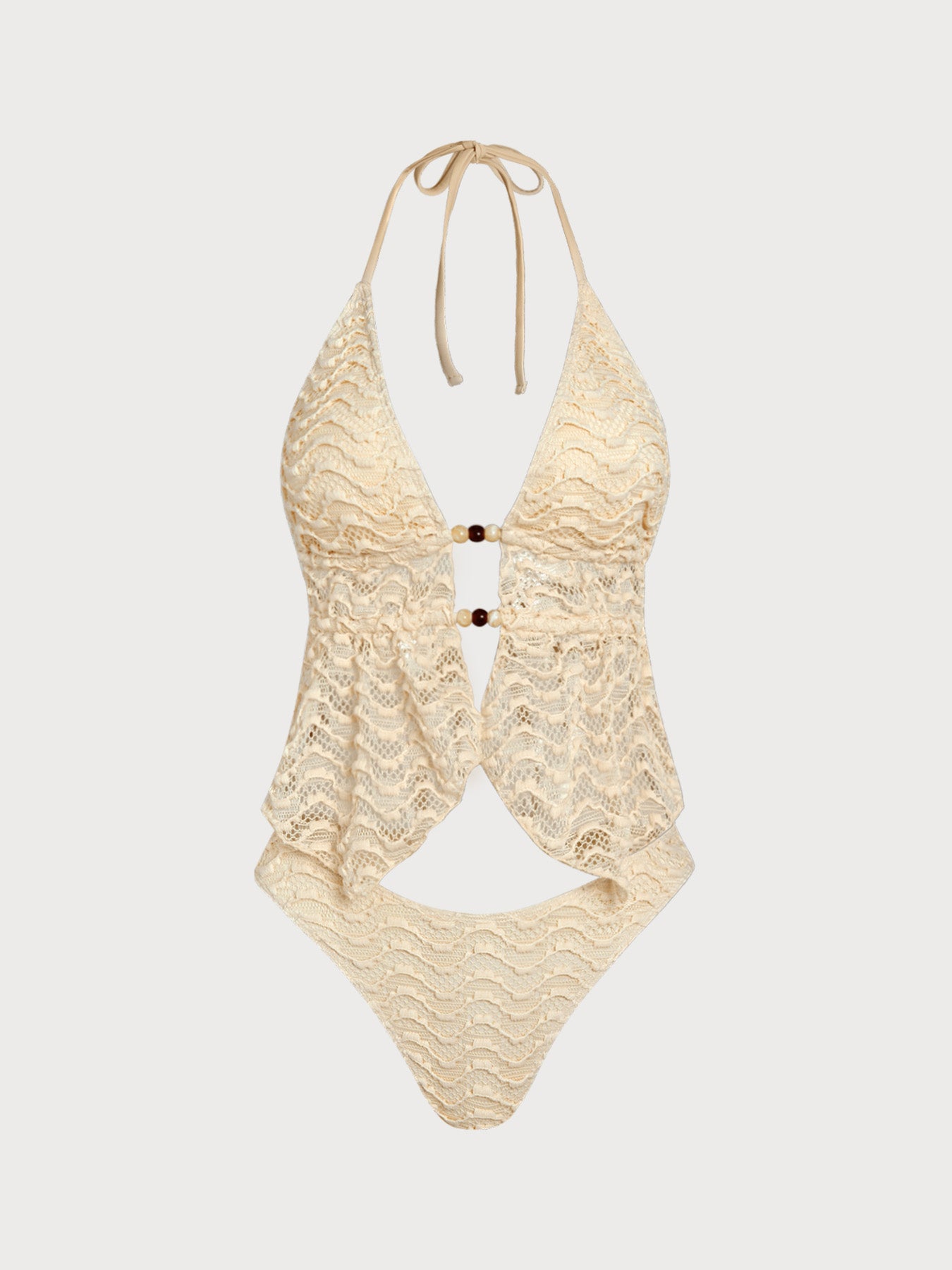 Women's Knitted Polyester Tankini Set Apricot Tankinis - SAMIOLSWIM