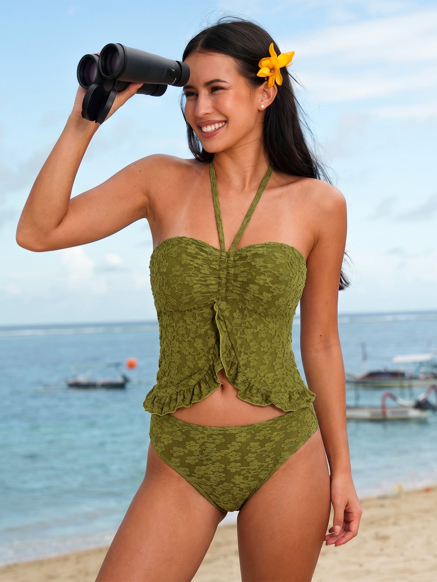 Women's Knitted Polyester Tankini Set - SAMIOLSWIM