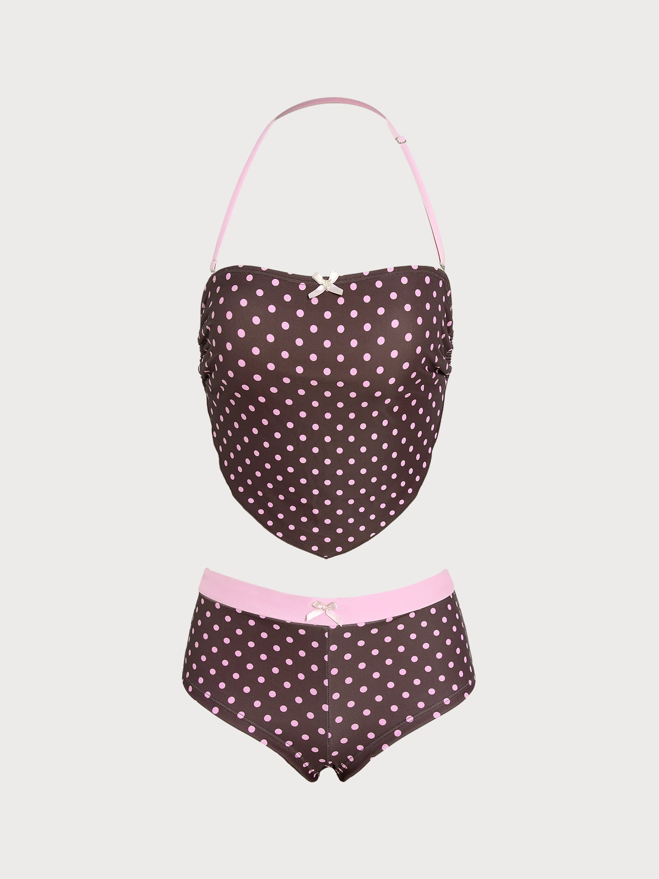 Women's Knitted Polyester Tankini Suit Coffee - SAMIOLSWIM