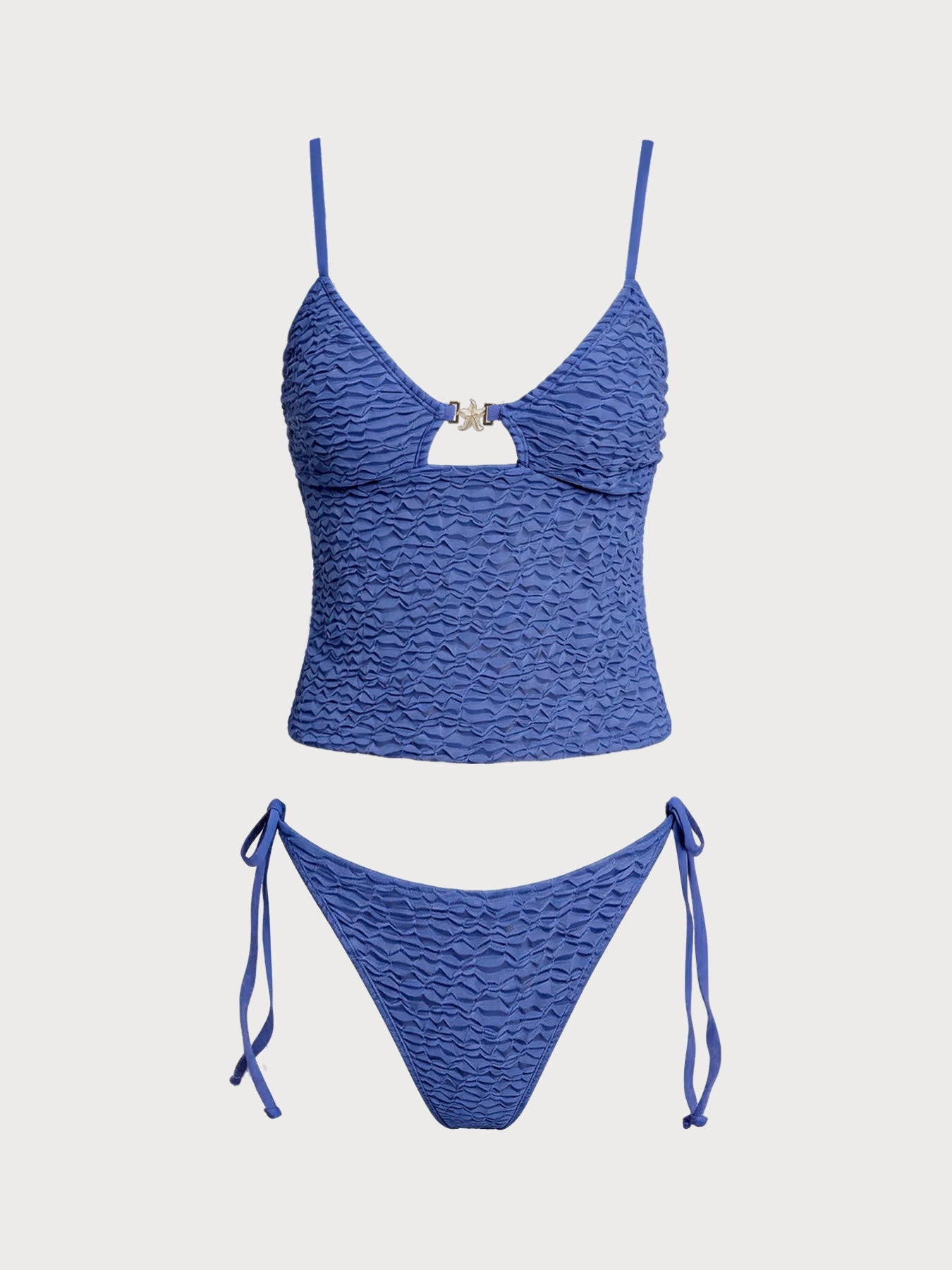Women's Knitted Polyester Trim Tankini Suit Tankinis - SAMIOLSWIM