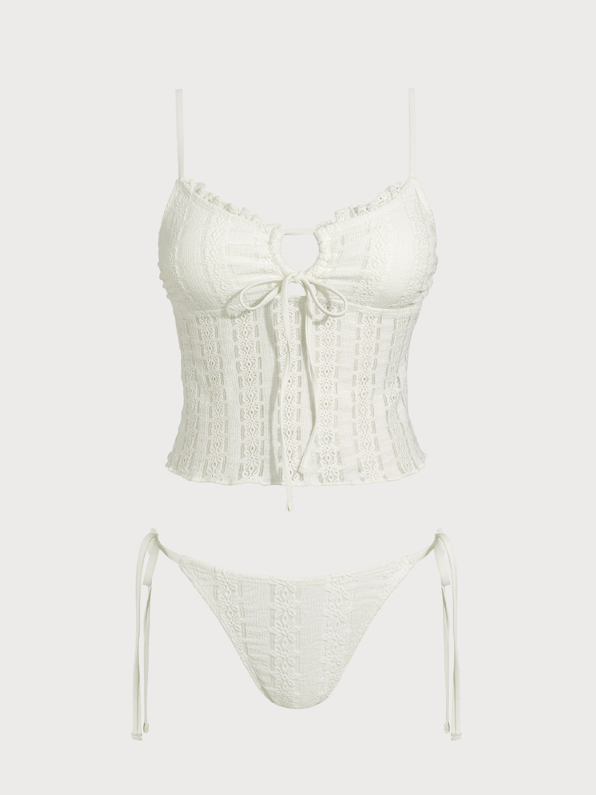 Women's Knitted Tankini Sets White Tankinis - SAMIOLSWIM