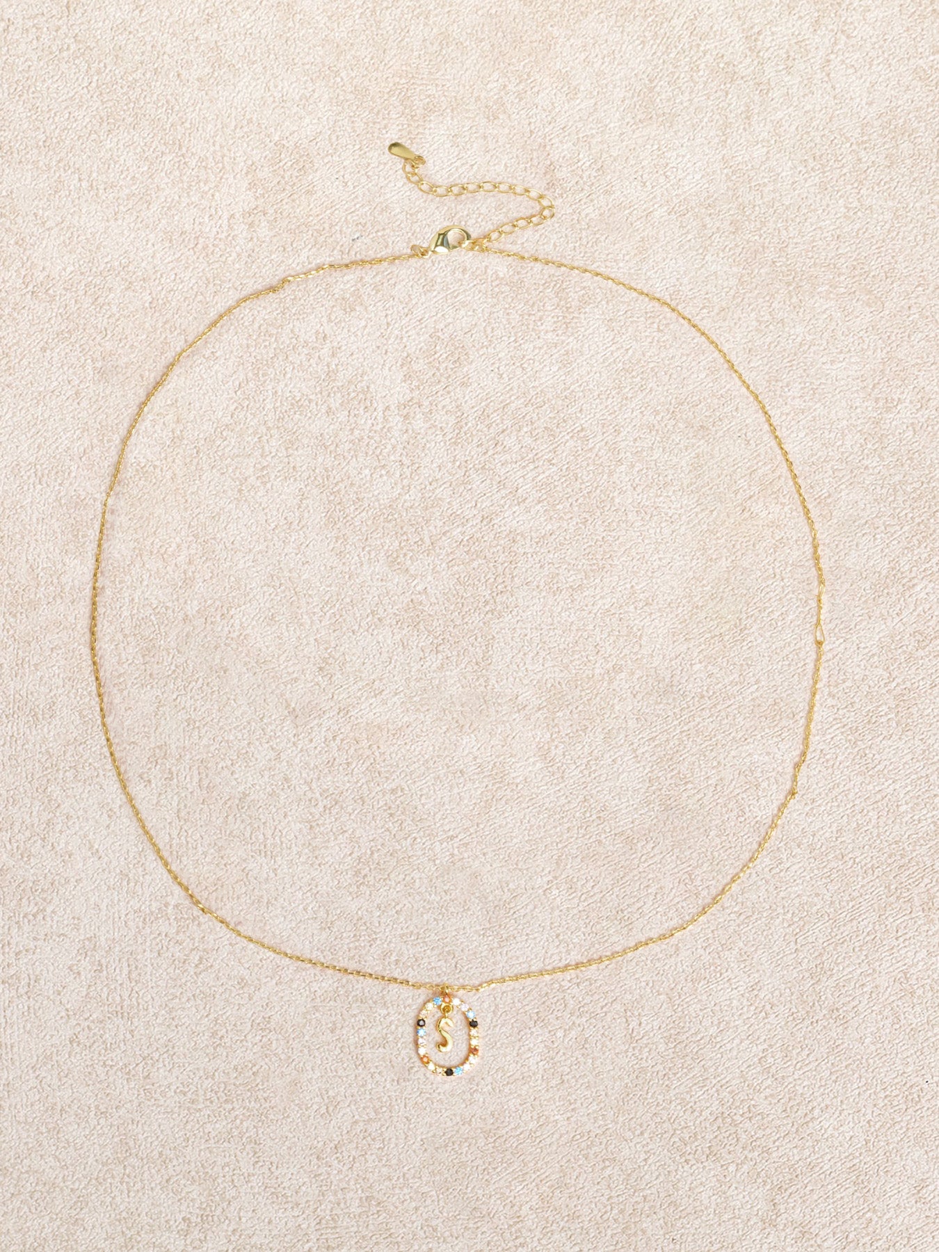 Women's Metal Colored Zircon Letter Pendant Necklace Gold Necklaces - SAMIOLSWIM