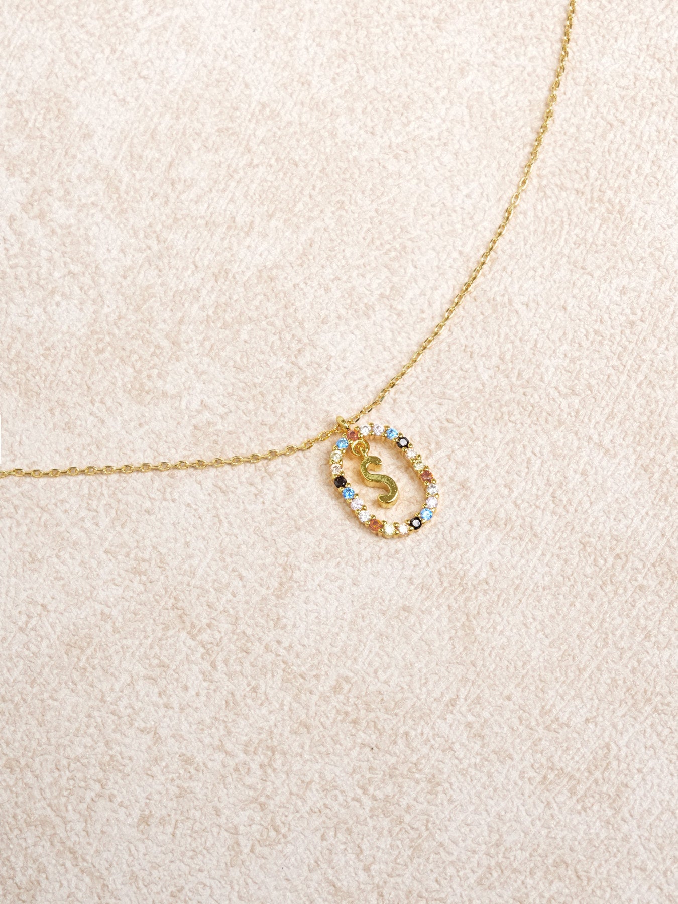 Women's Metal Colored Zircon Letter Pendant Necklace Necklaces - SAMIOLSWIM