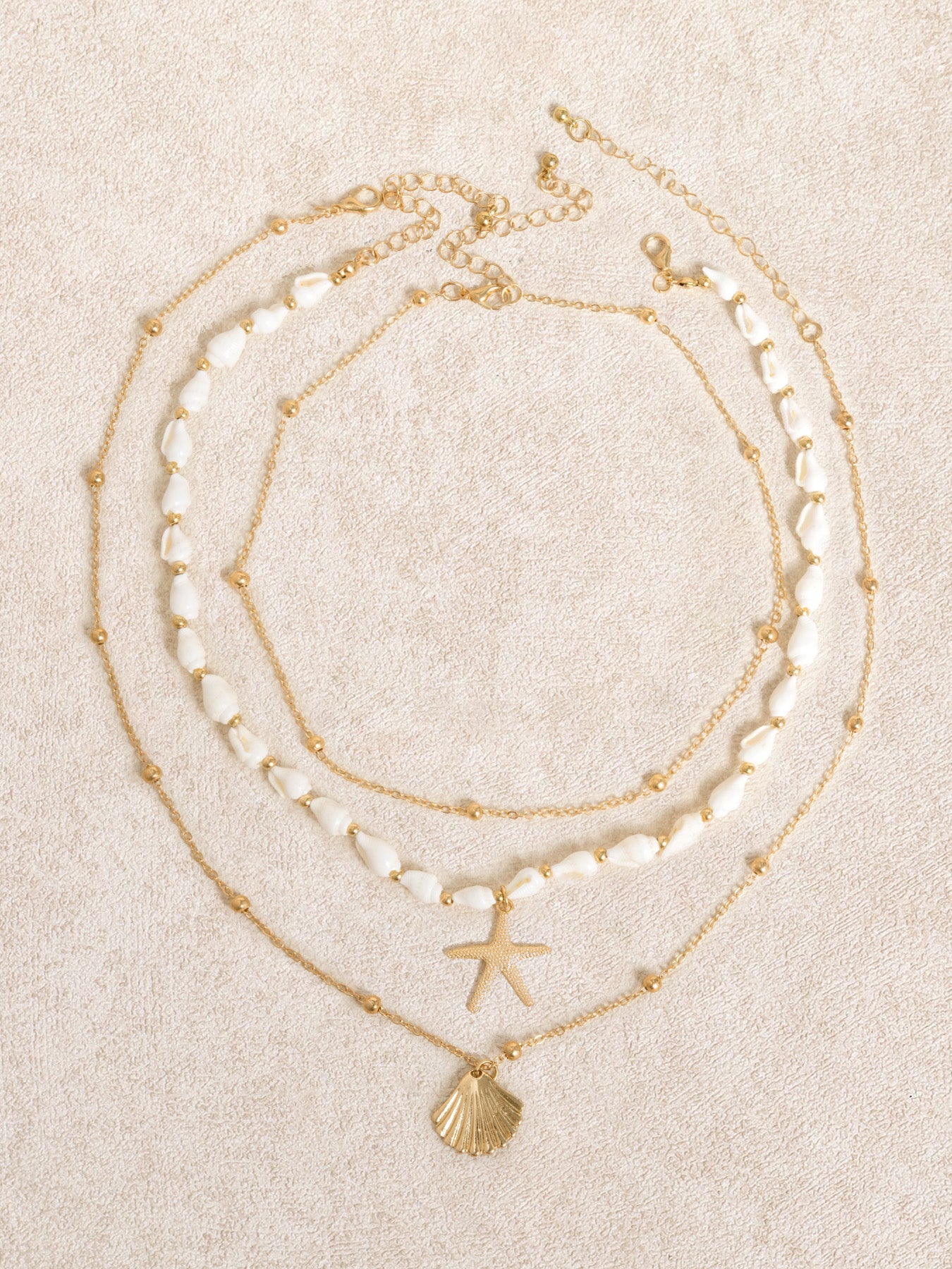 Women's Metal Starfish Scallop Necklace Gold Necklaces - SAMIOLSWIM