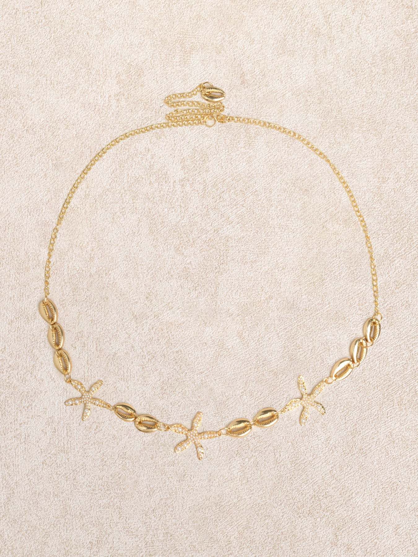 Women's Metal Starfish Seed Bead Shell Waist Chain Beach Accessory Gold Beach Accessories - SAMIOLSWIM