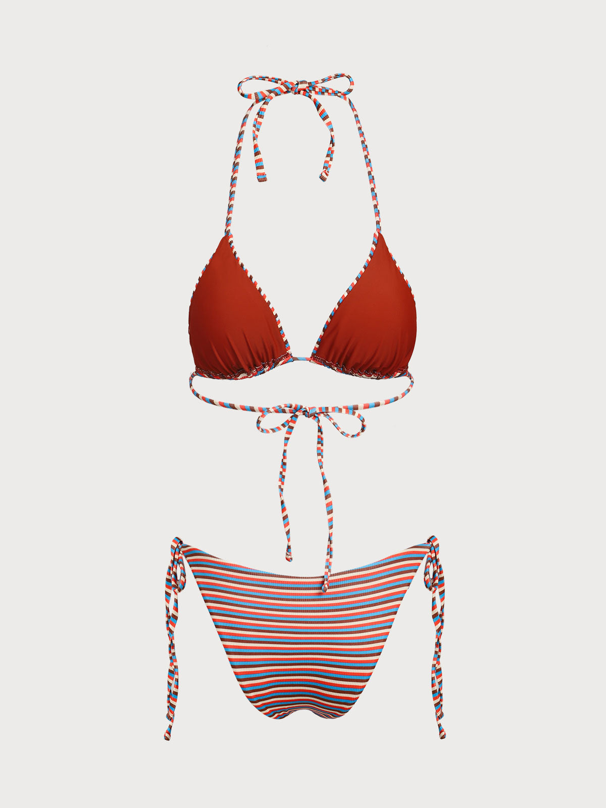 Women's Nylon Knitted Colorful Striped Reversible Bikini Set Bikinis - SAMIOLSWIM