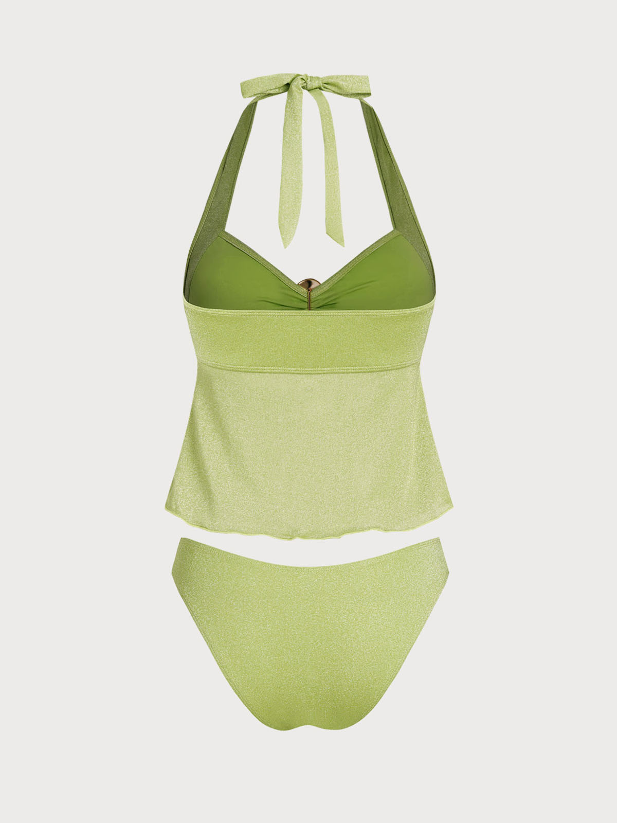 Women's Nylon Knitted Shining Metallic Tankini Set Tankinis - SAMIOLSWIM