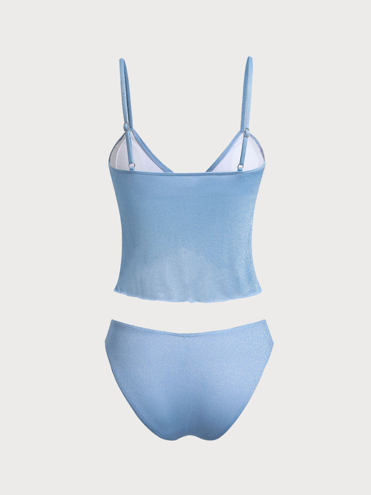 Women's nylon knitted wavy edge lurex tankini swimsuit Tankinis - SAMIOLSWIM