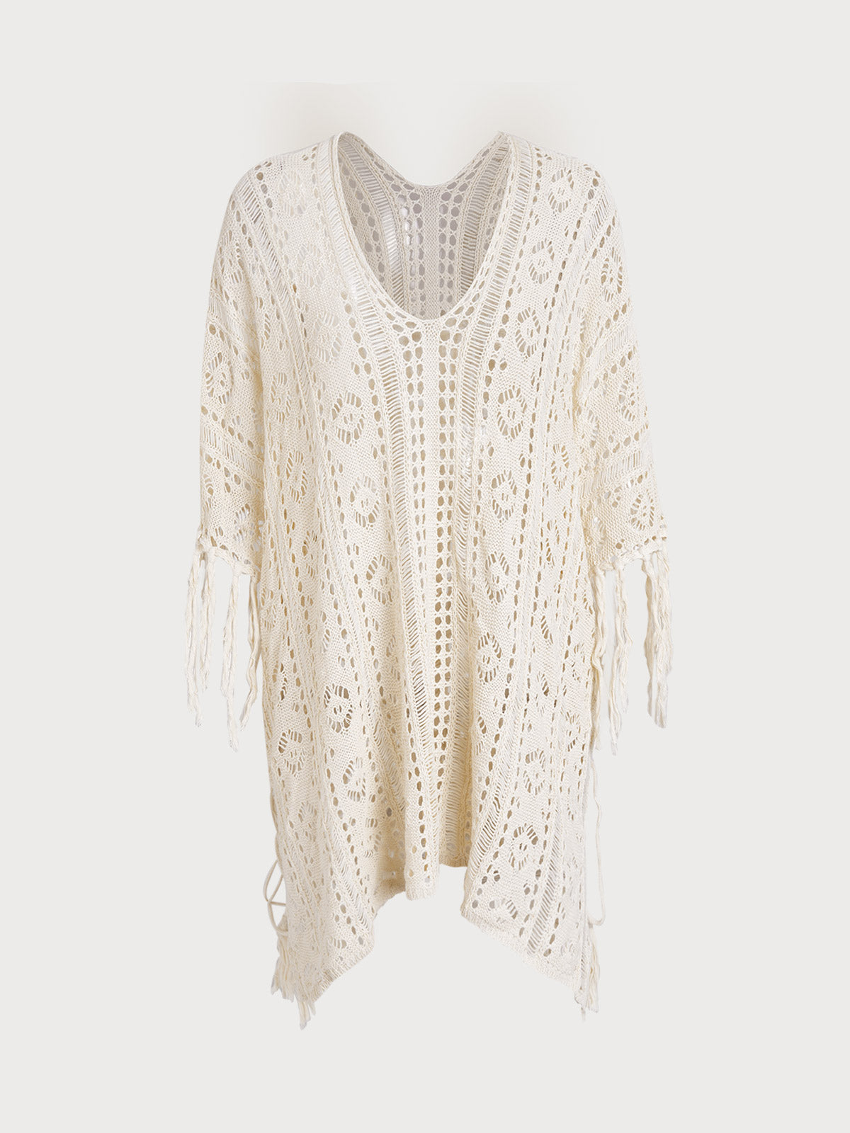 Women's Polyester Cutout Cover-ups Off White Cover-ups - SAMIOLSWIM