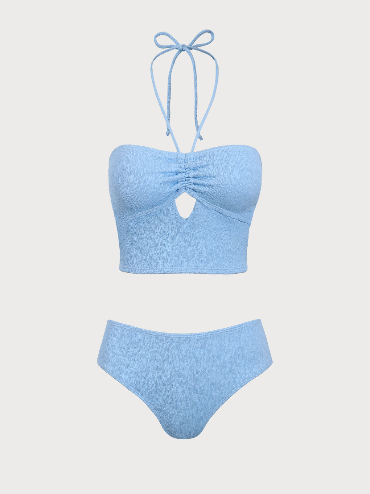 Women's polyester knit ruched cutout tankini swimsuit Blue Tankinis - SAMIOLSWIM