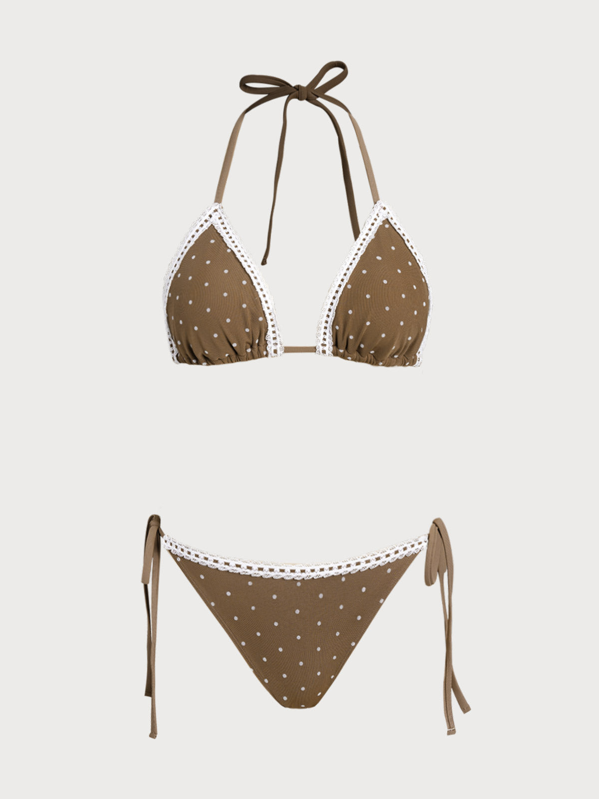 Women's Polyester Knitted Mesh Bikini Sets Coffee Bikinis - SAMIOLSWIM