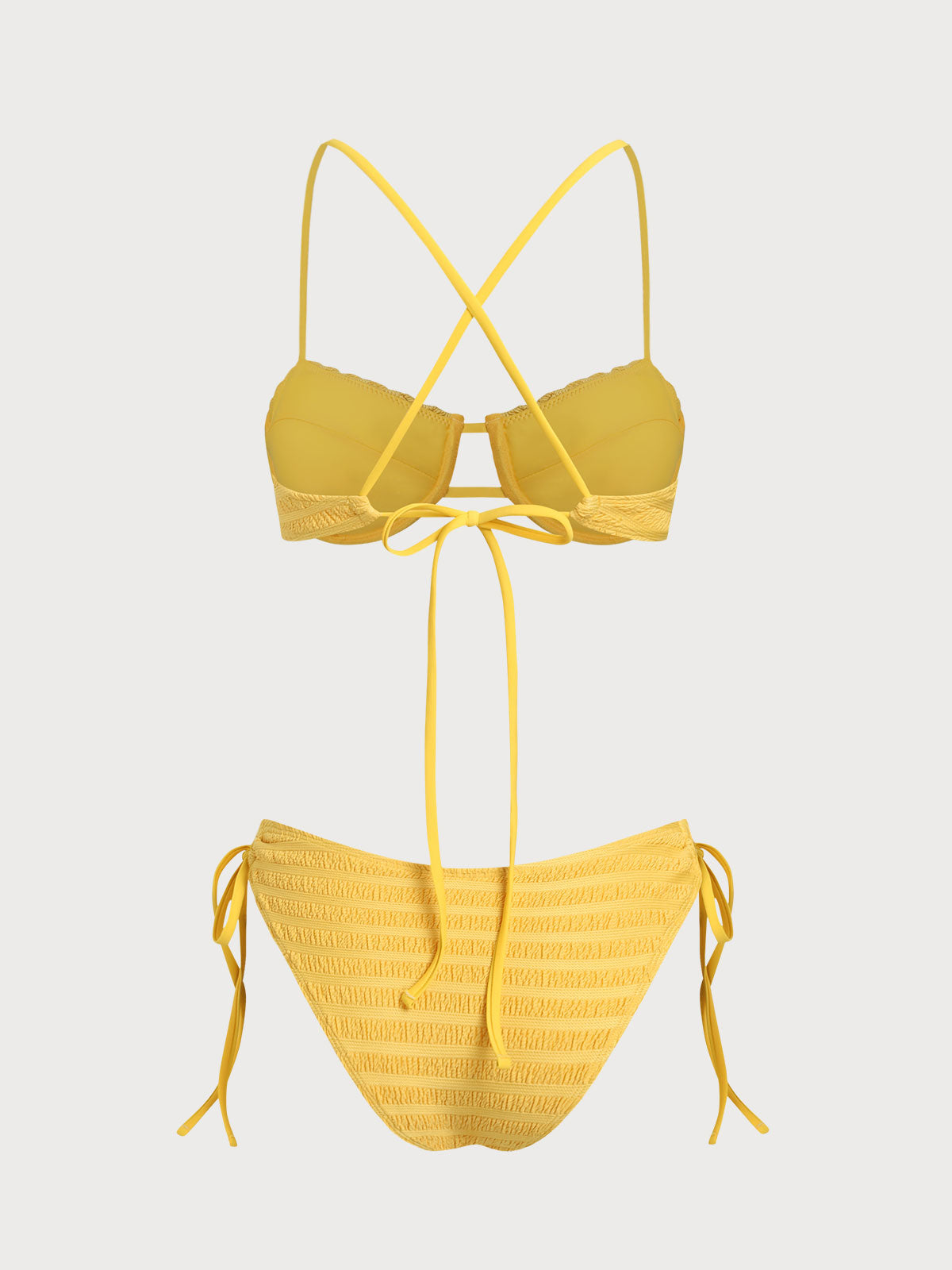 Women's Polyester Knitted Ruched Underwire Bikini Set Bikinis - SAMIOLSWIM