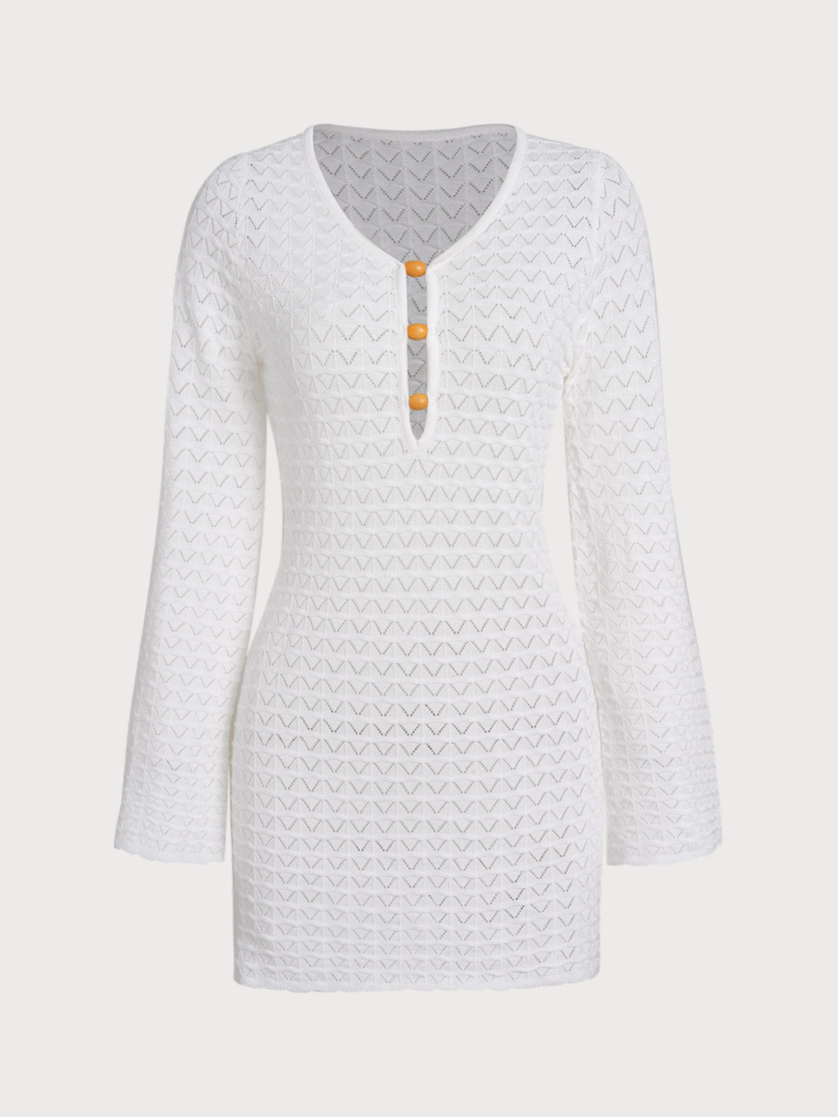 Women's Polyester O-Ring Cutout Cover-ups Off White Cover-ups - SAMIOLSWIM