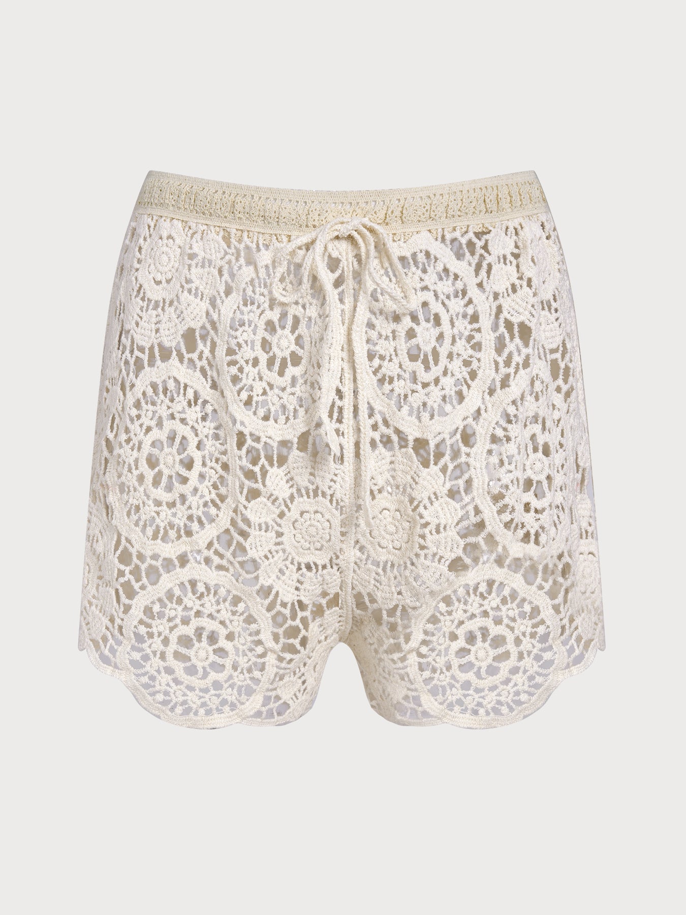 Women's polyester openwork shorts cover-up Apricot Cover-ups - SAMIOLSWIM