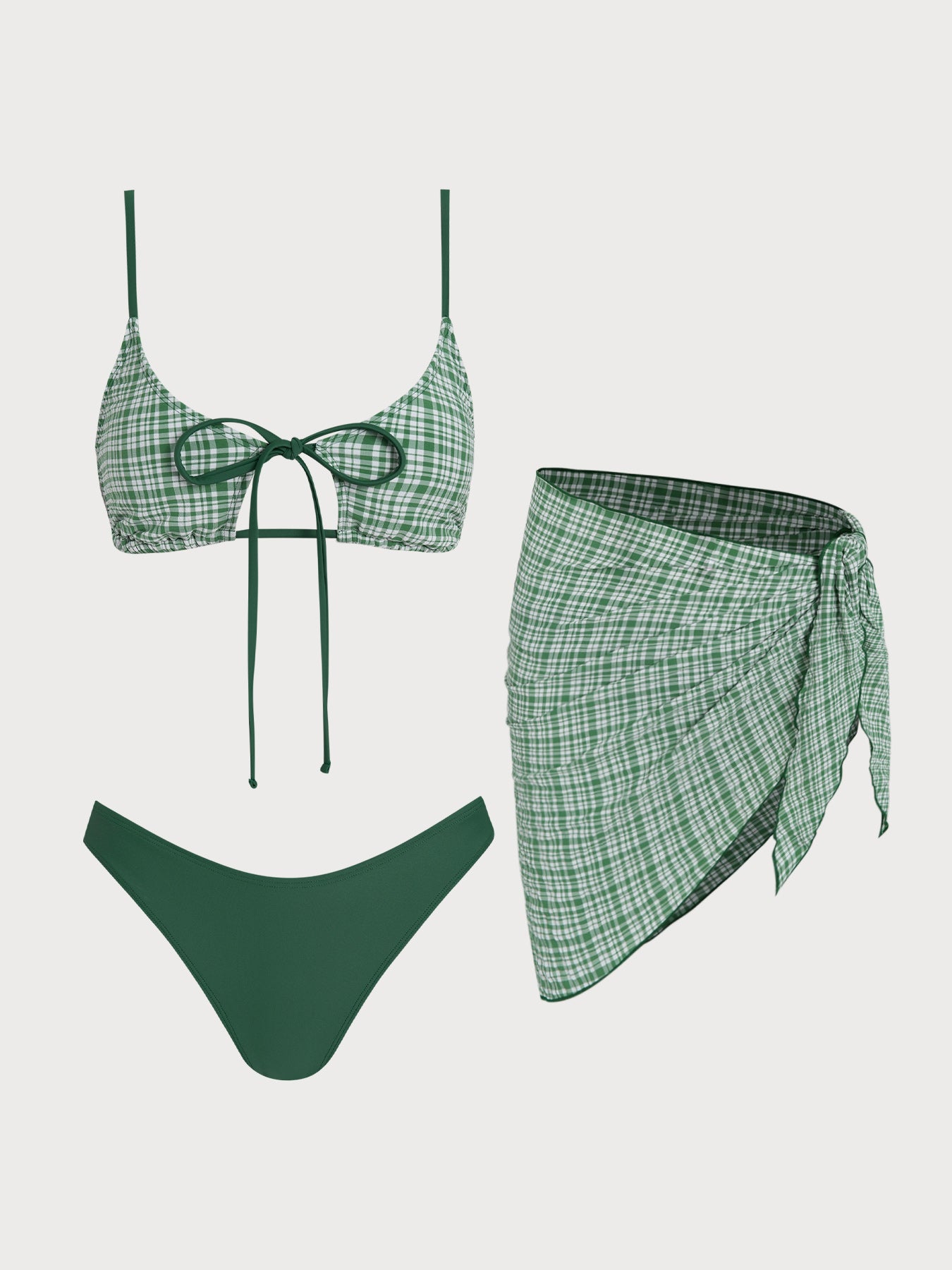 Women's Polyester Plaid Bikini Set Bikinis - SAMIOLSWIM