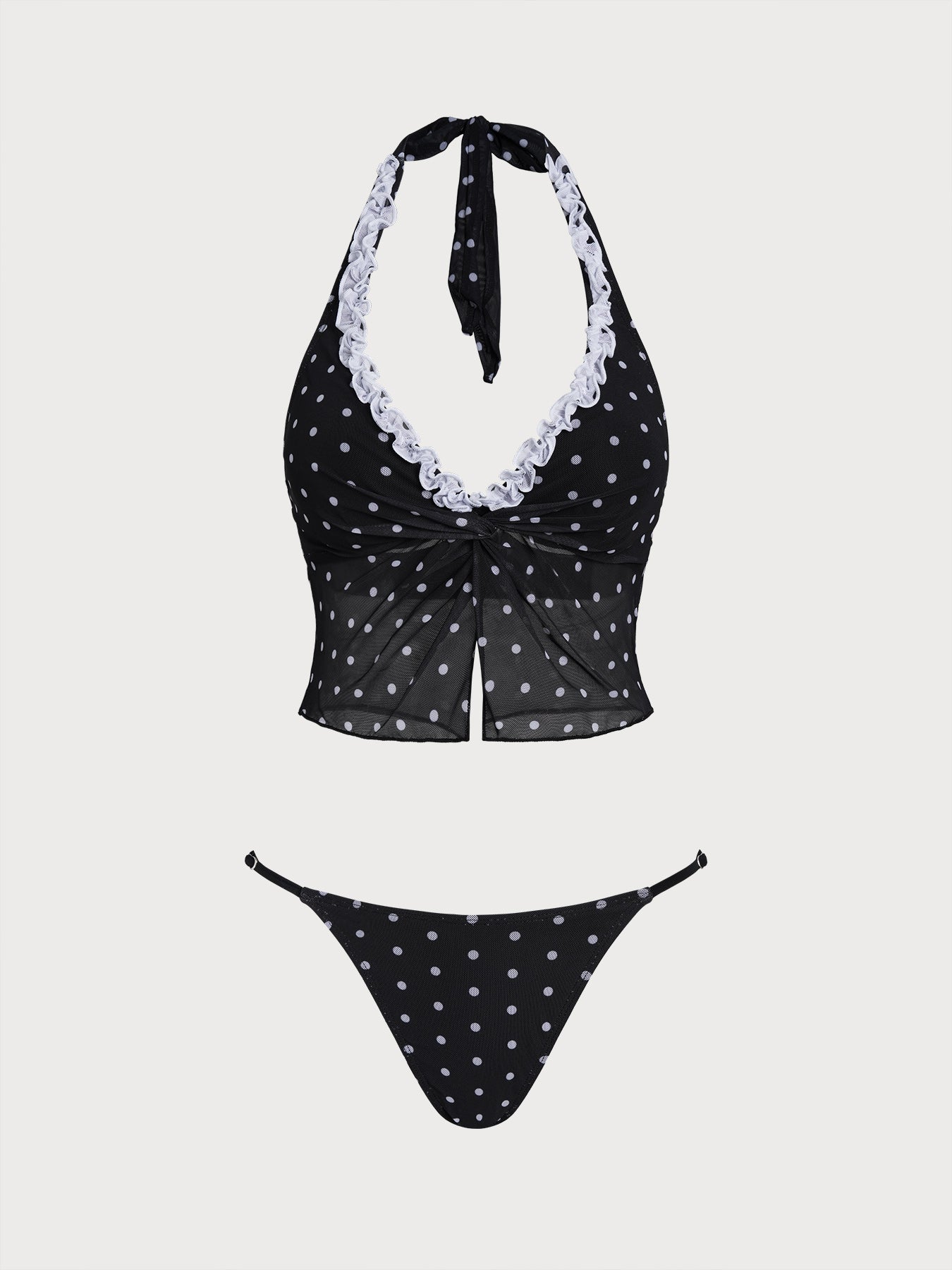 Women's Polyester Polka Dot Print Tankini Suit Tankinis - SAMIOLSWIM