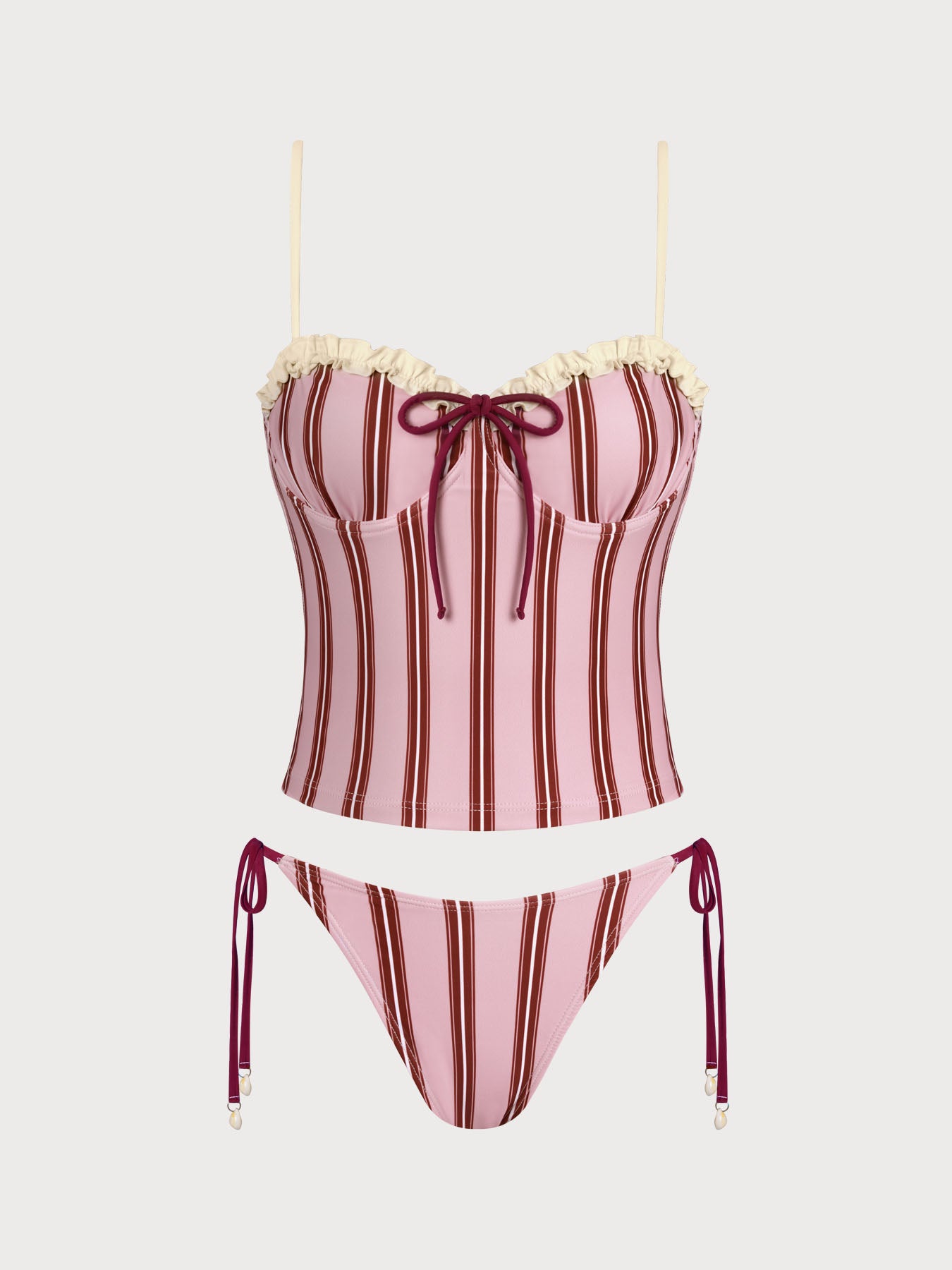 Women's polyester striped color-blocked tankini suit Tankinis - SAMIOLSWIM