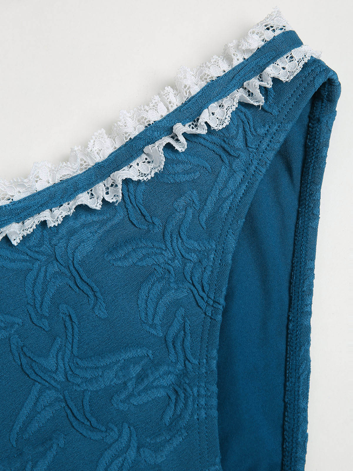 Peacock Blue Geometric Contrast Bikini Set