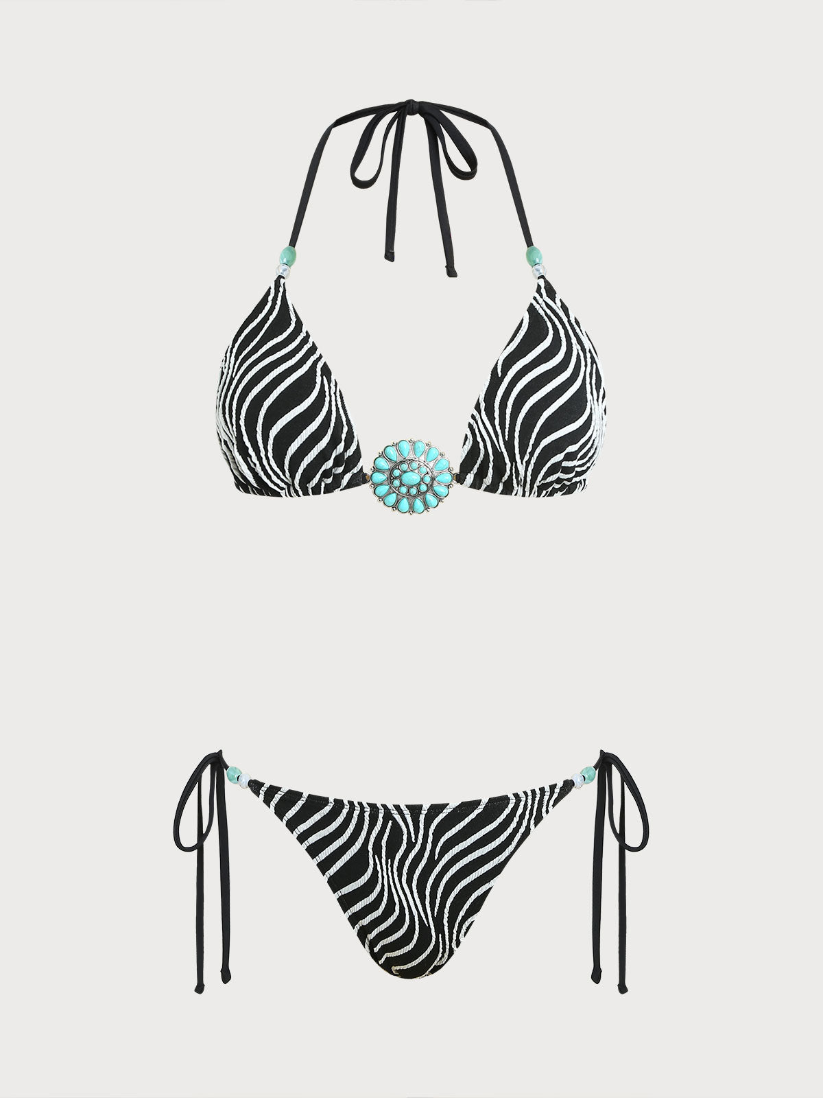 Black Contrast Geometric Bikini Set