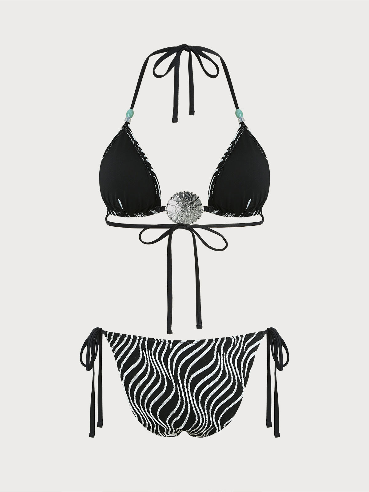 Black Contrast Geometric Bikini Set