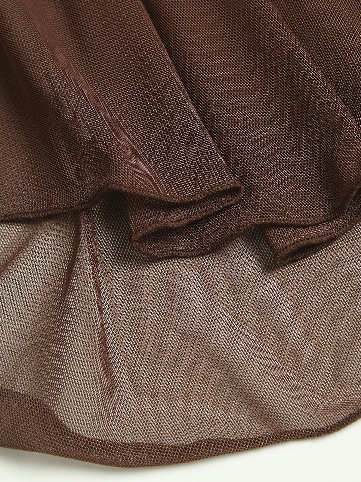 Brown Irregular Hem Contrast Beaded Tankini Set