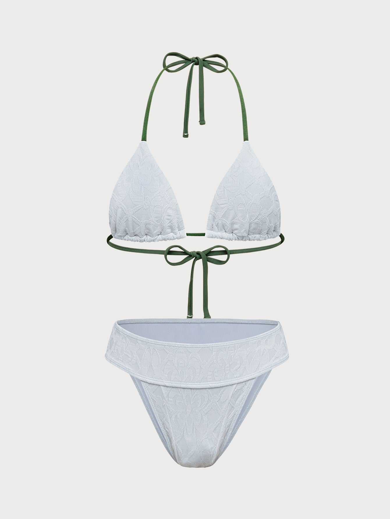 Icker Sea Contrast Line Slip Bikini Swimwear White COB-12-144