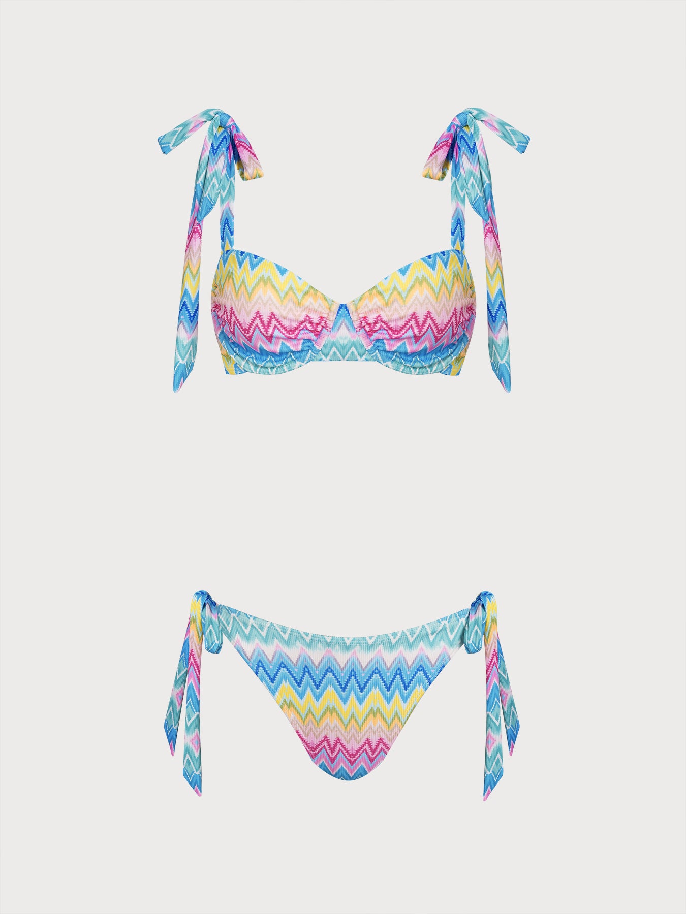 女士针织涤纶彩虹条比基尼套装 Bikinis - SAMIOLSWIM