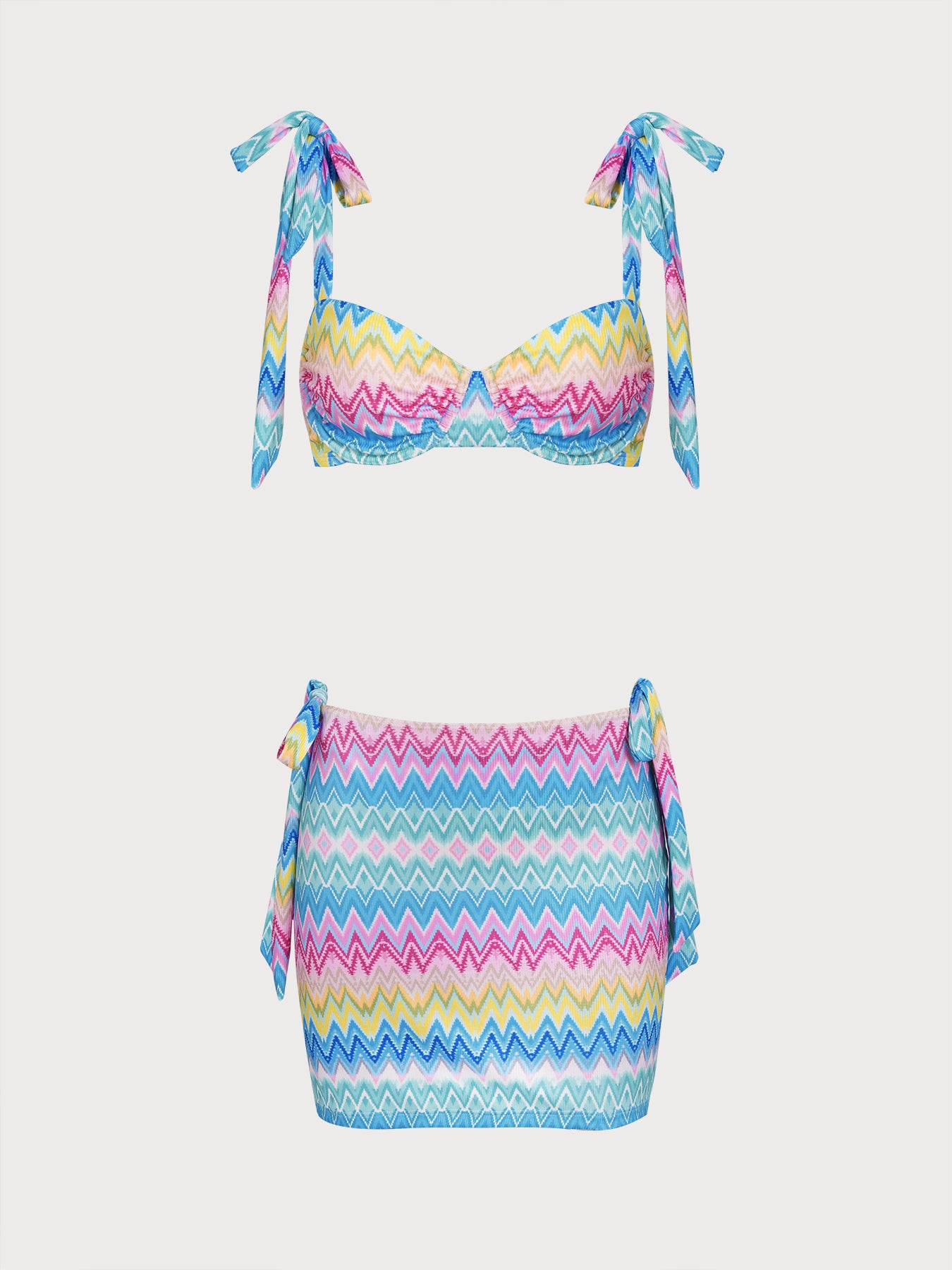 女士针织涤纶彩虹条比基尼套装 Bikinis - SAMIOLSWIM