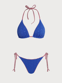 Knitted Nylon Reversible Bikini Set Blue Bikinis - SAMIOLSWIM