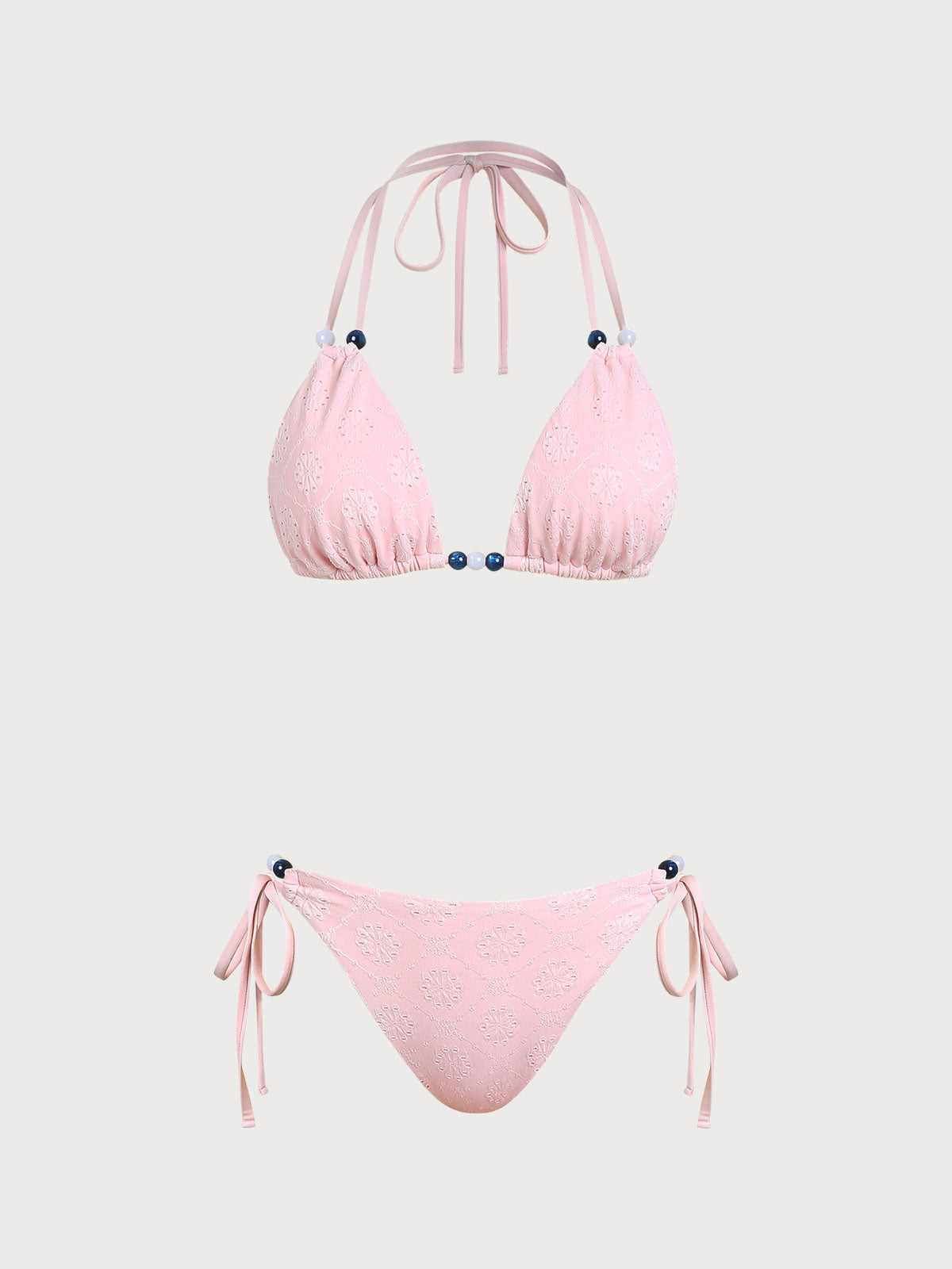 Pink X Cross Beaded Bikini Set & Reviews - Pink - Bikinis | SAMIOLSWIM