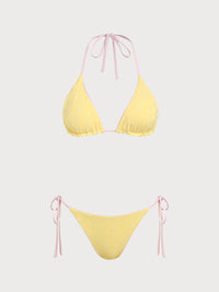 Knitted Polyester Bikini Set Yellow Bikinis - SAMIOLSWIM