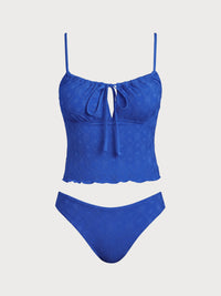 Knitted Polyester Tankini Suit Blue Tankinis - SAMIOLSWIM