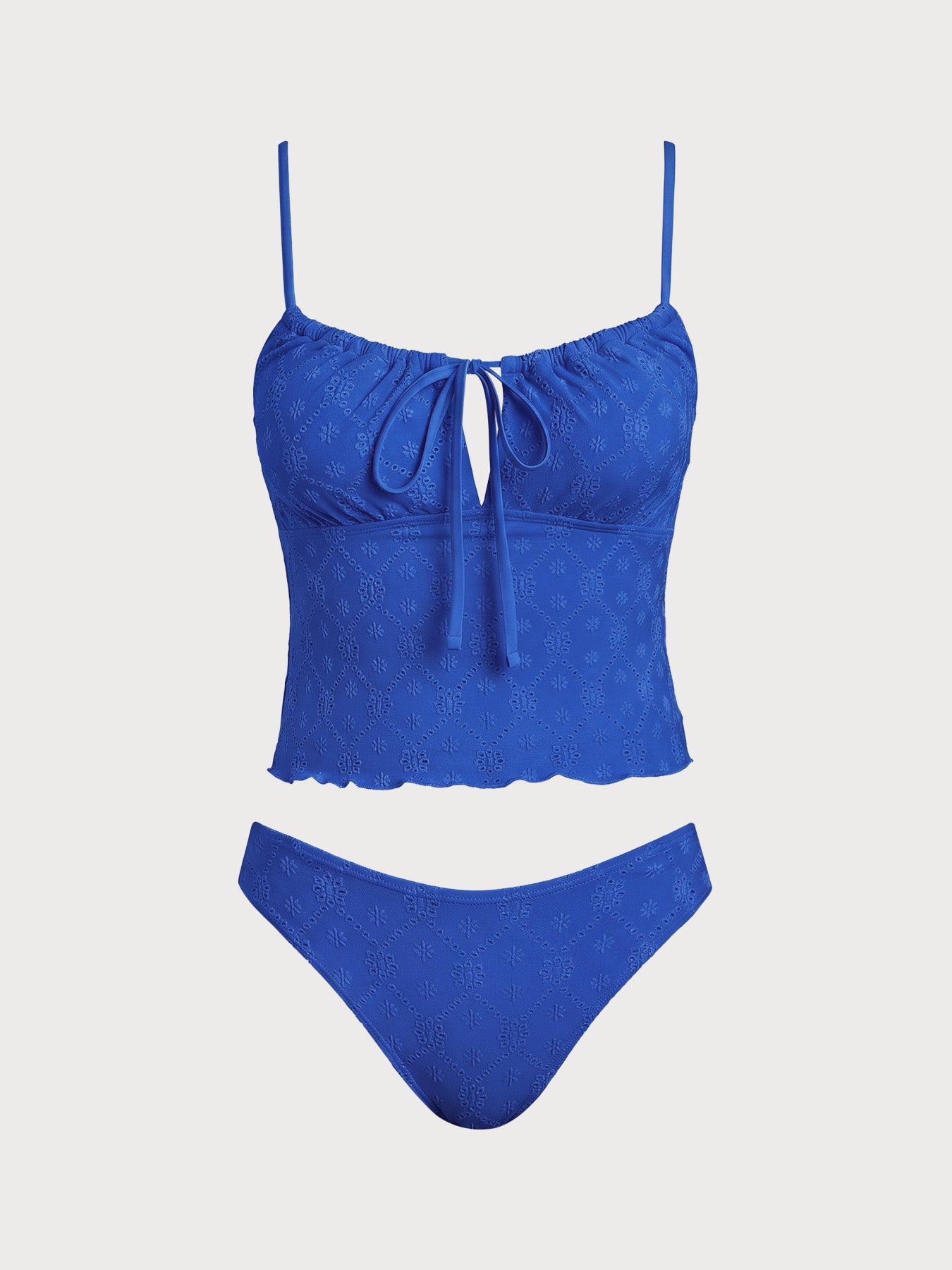 Knitted Polyester Tankini Suit Blue Tankinis - SAMIOLSWIM
