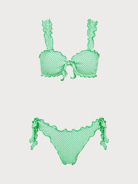 Women'S Nylon Knit Plaid Knotted Bikini Set Bikinis - SAMIOLSWIM