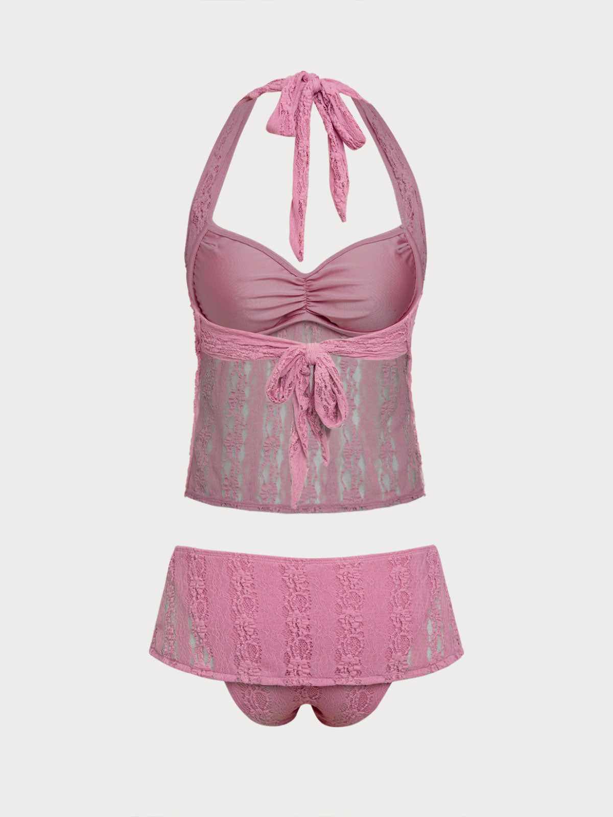 水着・ラッシュガード KILLIMAN Pink Martini Tankini set Pink Nylon Knitted Lace Tankini Swimsuit & Reviews - Pink