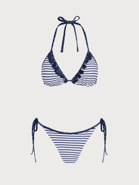 Women'S Polyester Knit Bikini Set Blue Bikinis - SAMIOLSWIM
