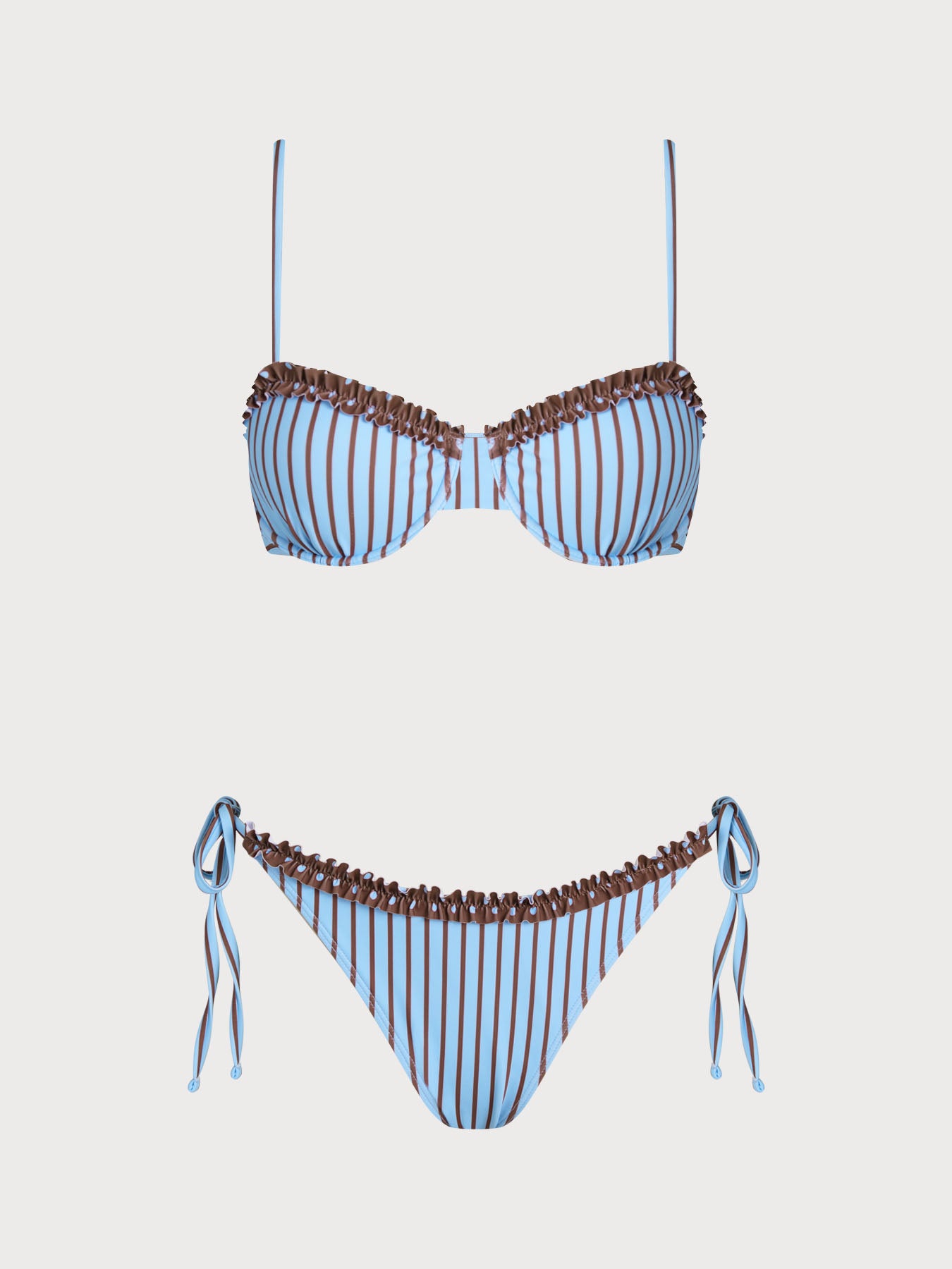Women'S Polyester Knit Bikini Set Blue Bikinis - SAMIOLSWIM