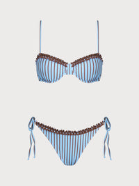 Women'S Polyester Knit Bikini Set Blue Bikinis - SAMIOLSWIM