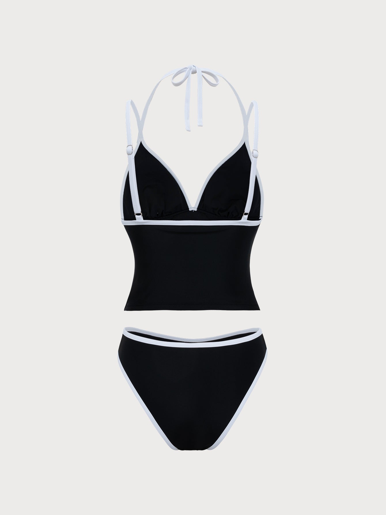 Women'S Polyester Knit Contrast Color Tankini Swimsuit Tankinis - SAMIOLSWIM