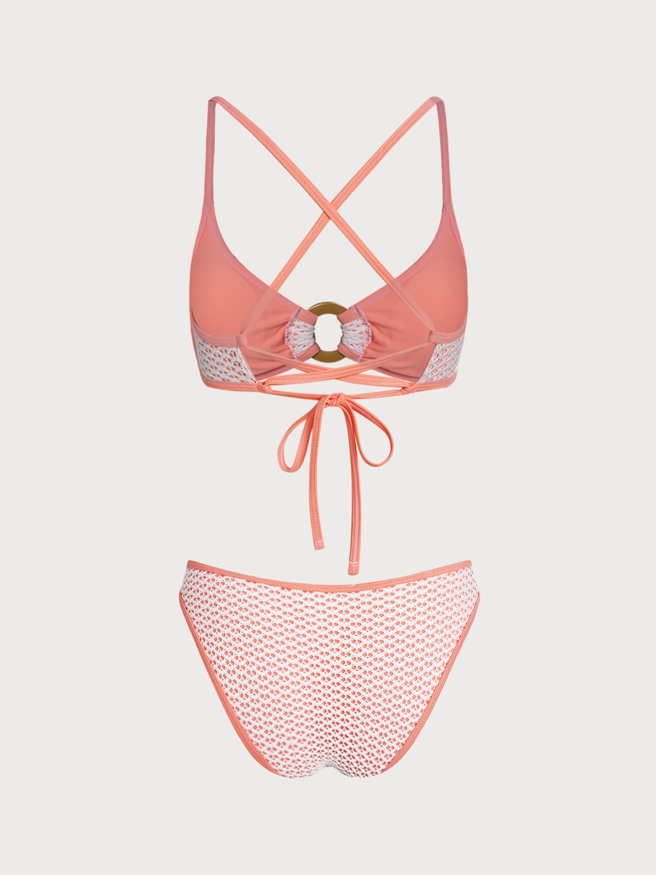 Women'S Polyester Knit Contrast Ring Bikini Set Bikinis - SAMIOLSWIM